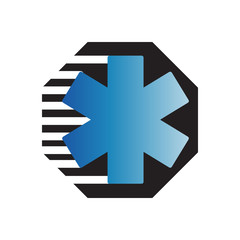 Obraz premium star of life an ambulance logo vector design for medical emergency pharmacy sign or symbol
