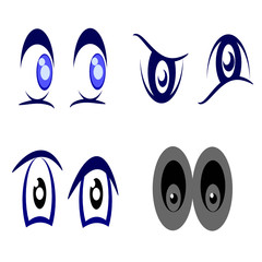 set of blue eyes cartoon