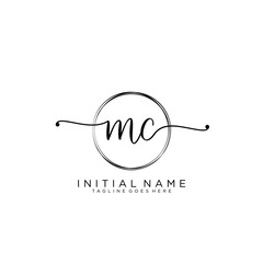 MC Initial handwriting logo with circle template vector.