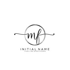 MF Initial handwriting logo with circle template vector.