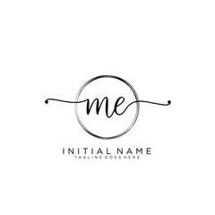 ME Initial handwriting logo with circle template vector.