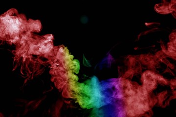 Abstract smoke isolated on black background,Rainbow powder