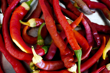 Fresh red chilli pepper close up view