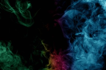Abstract smoke isolated on black background,Rainbow powder