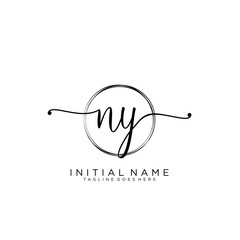 NY Initial handwriting logo with circle template vector.