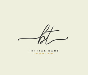 B T BT Beauty vector initial logo, handwriting logo of initial signature, wedding, fashion, jewerly, boutique, floral and botanical with creative template for any company or business.