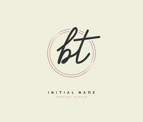 B T BT Beauty vector initial logo, handwriting logo of initial signature, wedding, fashion, jewerly, boutique, floral and botanical with creative template for any company or business.