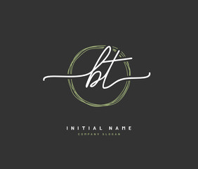 B T BT Beauty vector initial logo, handwriting logo of initial signature, wedding, fashion, jewerly, boutique, floral and botanical with creative template for any company or business.