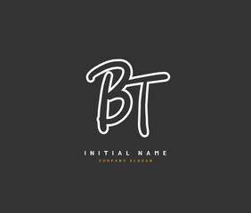 B T BT Beauty vector initial logo, handwriting logo of initial signature, wedding, fashion, jewerly, boutique, floral and botanical with creative template for any company or business.