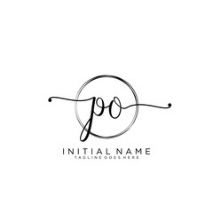 PO Initial handwriting logo with circle template vector.