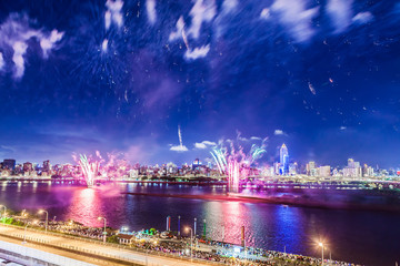 Taipei, Tamsui River, Dadao, Mid-Autumn Festival, fireworks scenery film