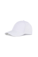 White baseball cap, side view