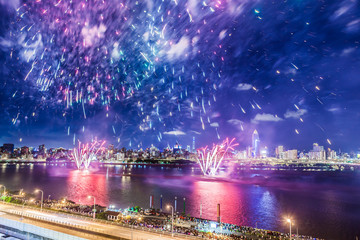 Taipei, Tamsui River, Dadao, Mid-Autumn Festival, fireworks scenery film