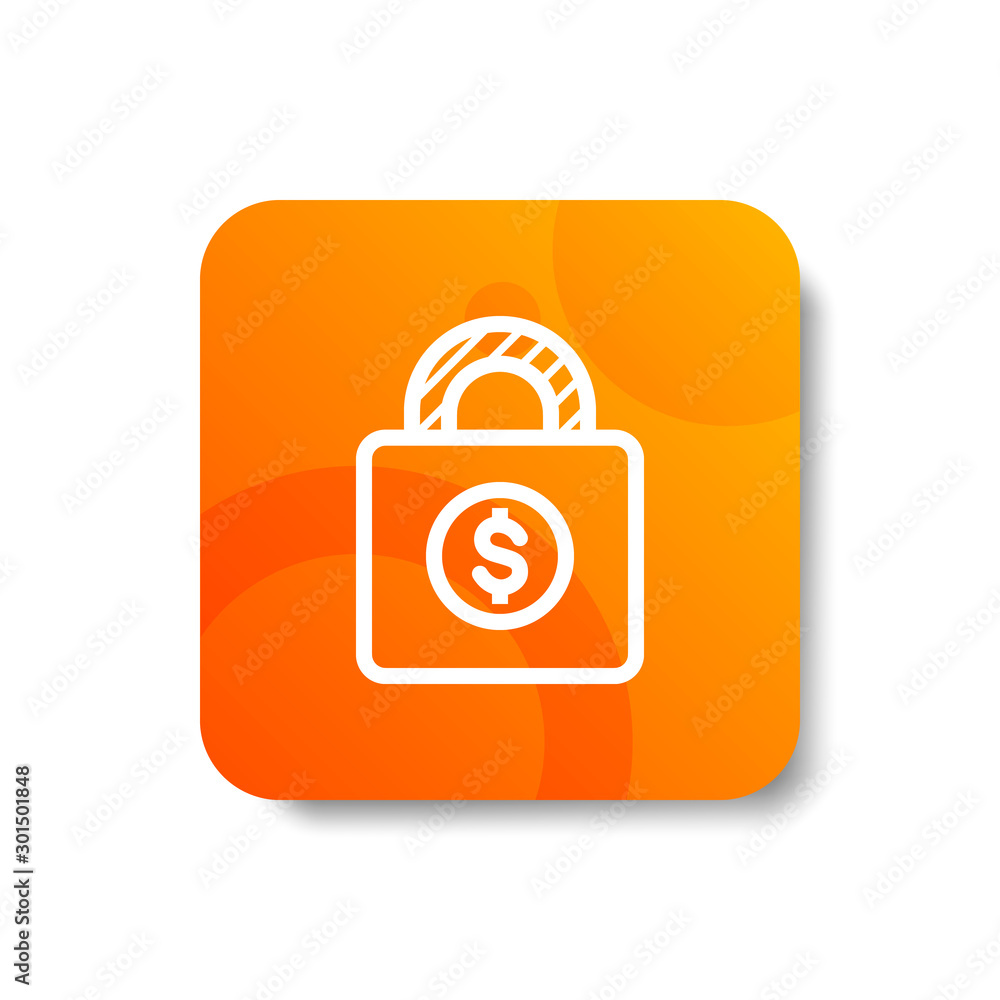 Poster money safe guarantee round icon in outline / line and stripes style with colorful smooth gradient ba