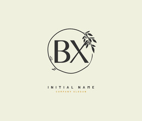 B X BX Beauty vector initial logo, handwriting logo of initial signature, wedding, fashion, jewerly, boutique, floral and botanical with creative template for any company or business.