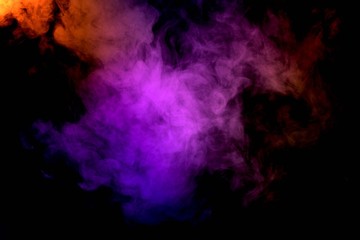 Abstract smoke isolated on black background,Rainbow powder