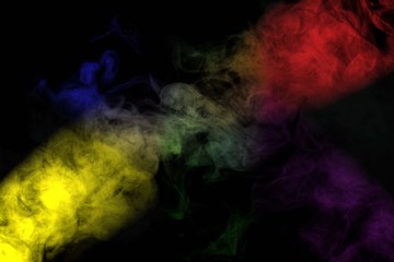 Abstract smoke isolated on black background,Rainbow powder