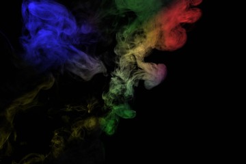 Abstract smoke isolated on black background,Rainbow powder