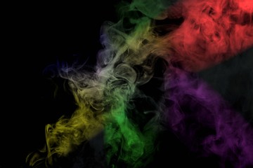 Abstract smoke isolated on black background,Rainbow powder