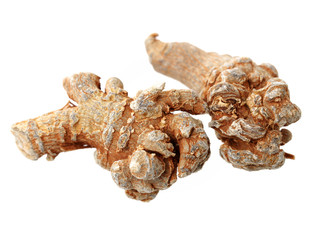 Notoginseng, Chinese traditional medicine on white background