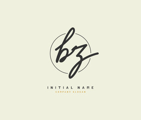 B Z BZ Beauty vector initial logo, handwriting logo of initial signature, wedding, fashion, jewerly, boutique, floral and botanical with creative template for any company or business.