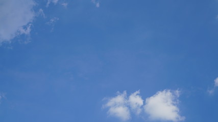 White cloud and blue sky background with copy space