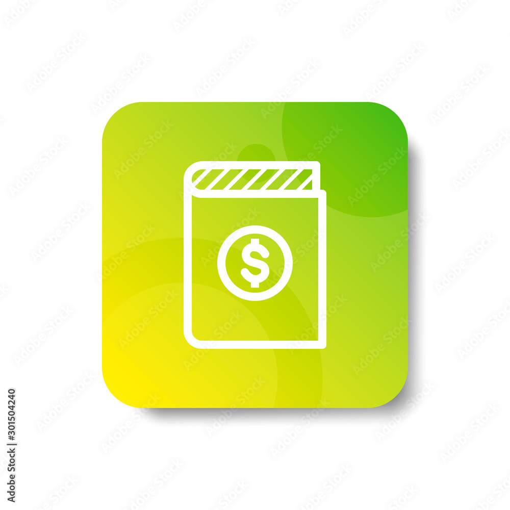 Poster financial journal round icon in outline / line and stripes style with colorful smooth gradient backg