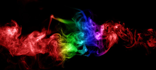 Abstract smoke isolated on black background,Rainbow powder