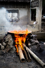 Outdoor Cooking with Strong Fire