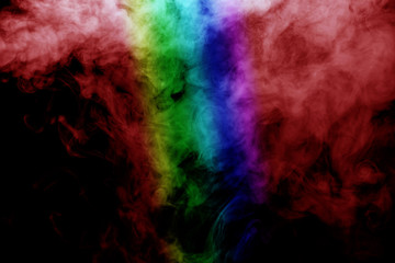 Naklejka na ściany i meble Abstract smoke isolated on black background,Rainbow powder