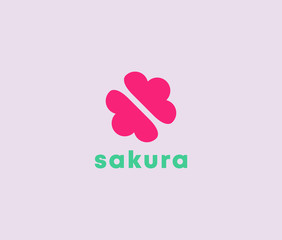 Sakura flower logo icon vector template