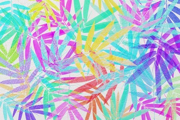 colorful leaves pattern on white leather texture,gradient color pastel autumn leaf bamboo,ideas graphic design for web or banner © sirawut