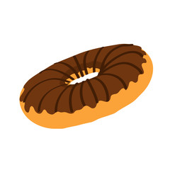 Chocolate donut isolated. Vector illustration.
