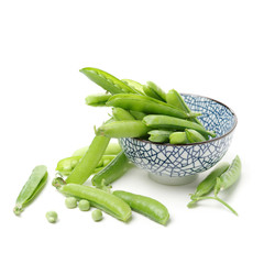 Fresh peas isolated on white background 