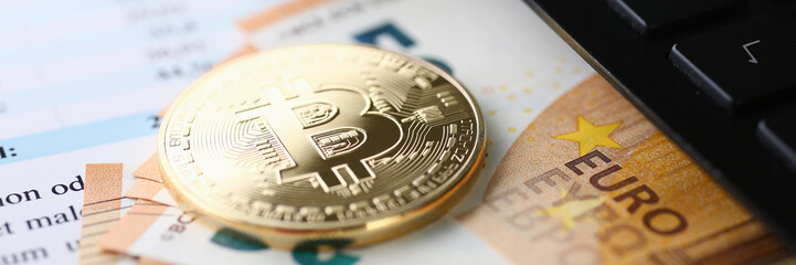 The coin of crypto currency bitcoin