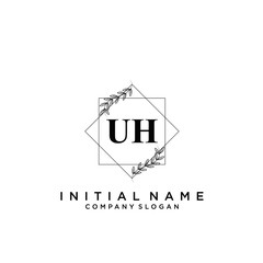 Letter UH Beauty Logo Template Vector