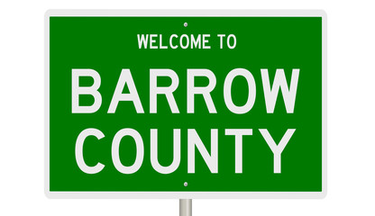Rendering of a green 3d highway sign for Barrow County