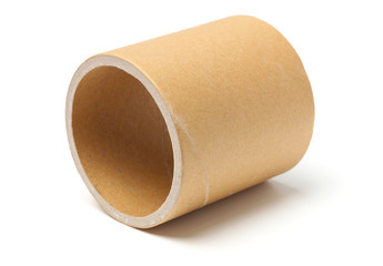 Brown paper roll on white background