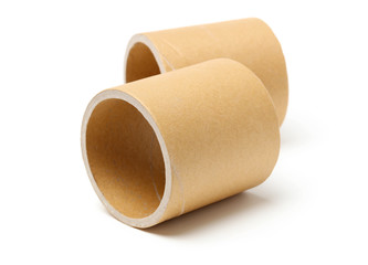 Brown paper roll on white background