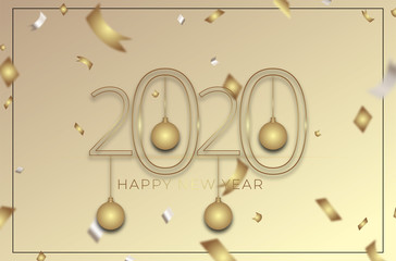 Happy New Year 2020 logo text design. Cover of business. Brochure design template, card, banner. Vector illustration.