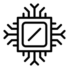 Computer processor icon. Outline computer processor vector icon for web design isolated on white background