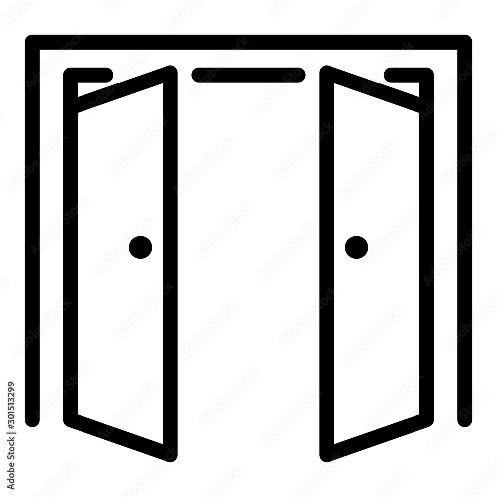 Poster double door open outside icon. outline double door open outside vector icon for web design isolated 
