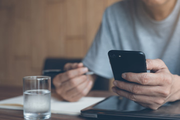 Man using smartphone