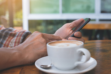 Man using smartphone