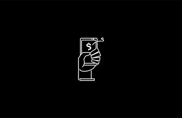 Icon of hand hold the phone for online payment or send money