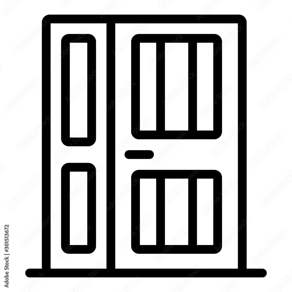 Poster closed front door icon. outline closed front door vector icon for web design isolated on white backg