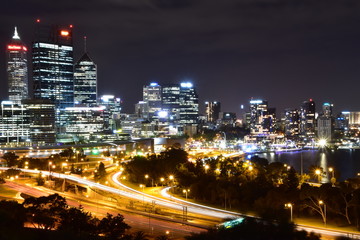 The night view of Perth in Western Australia