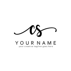 Handwriting C S CS initial logo template vector