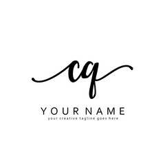Handwriting C Q CQ initial logo template vector