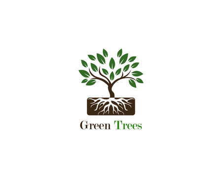 Green tree leaf logo ecology element nature vector